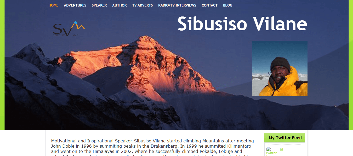 Sibusiso website before redesign - homepage