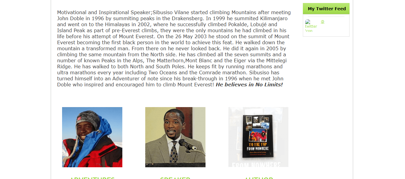 Sibusiso website before redesign - services