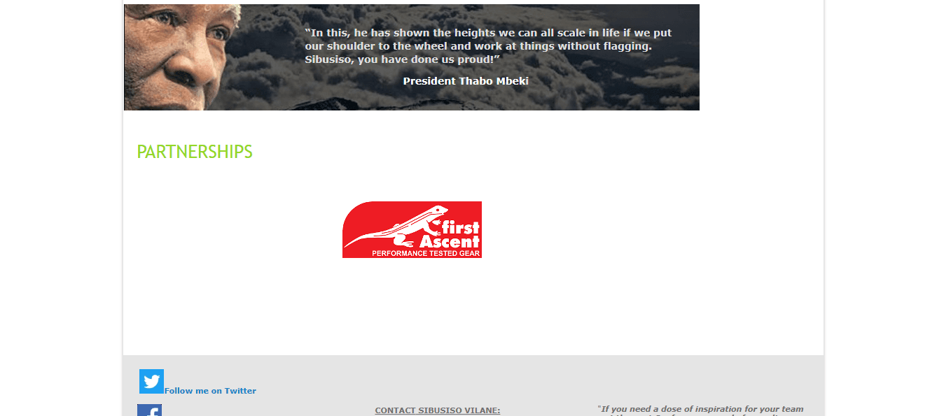 Sibusiso website before redesign - contact